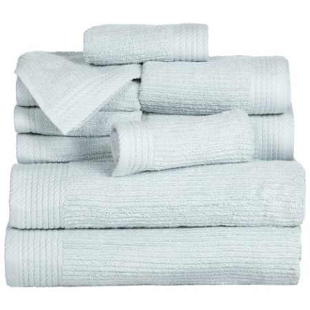 Hastings Home Hastings Home Ribbed 100 Percent Cotton 10 Piece Towel Set - Seafoam 984649RDG